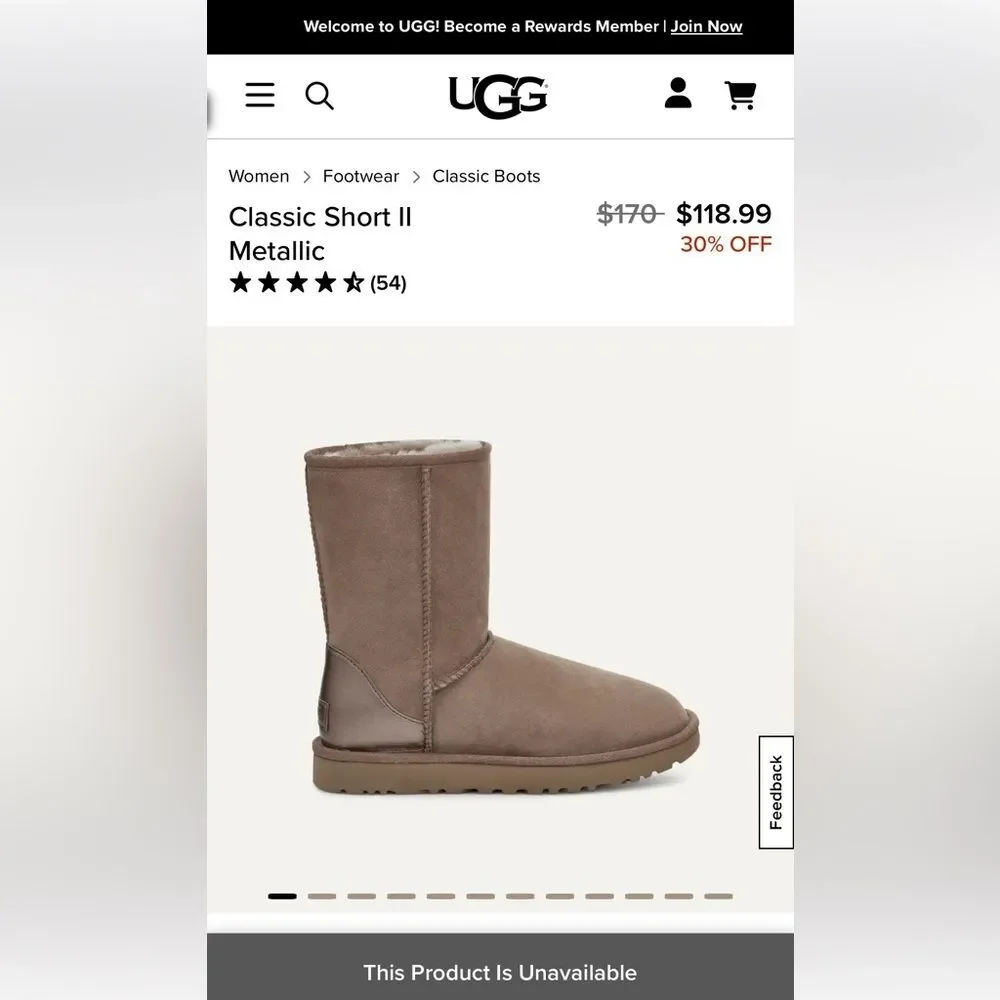 UGG Classic Short II Metallic Boots Leather Sheepskin Lining gently used